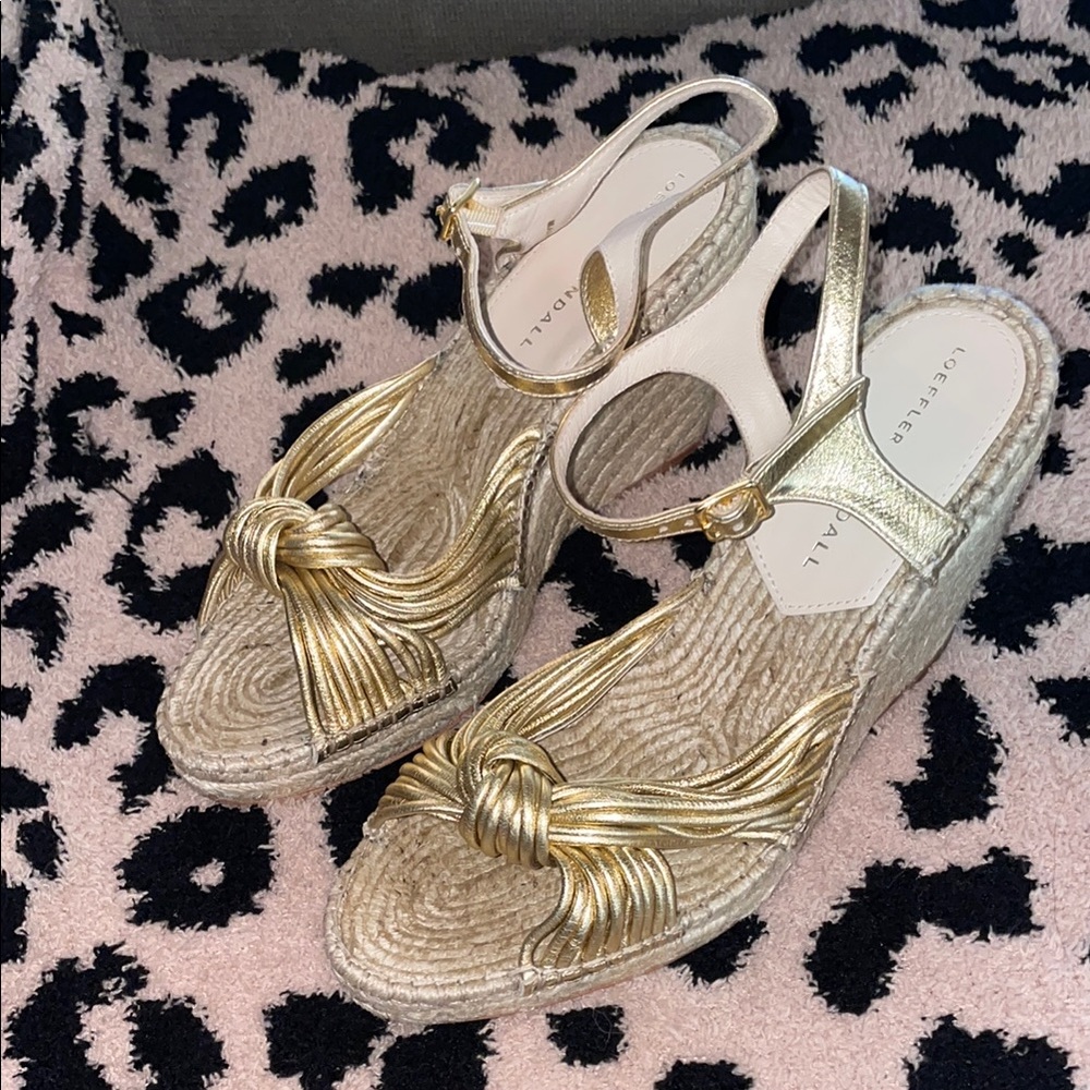 loeffler randall wedge sandals gold heels